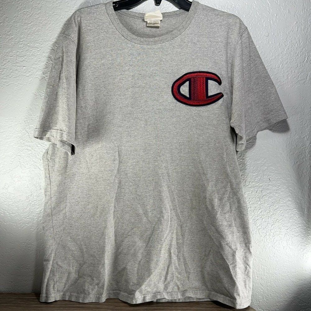 Champion Men's Vintage Navy Cotton T-shirt Crewneck Big C Patch Logo Size XL